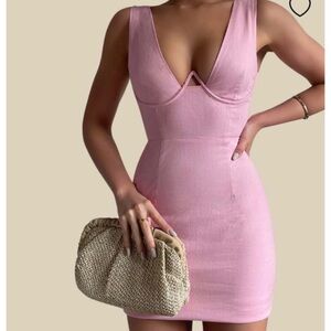 Runaway The Label Roxy Linen Dress Bubble Gum, Size 4